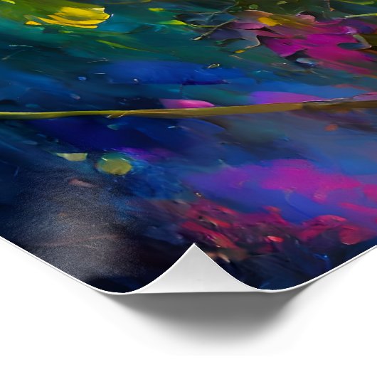 Farbenfrohe Schmetterlinge und Wildblumen bei Sonn Poster (Ecke)