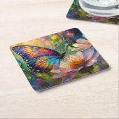 Farbenfrohe Schmetterlinge und Wildblumen bei Sonn Rechteckiger Pappuntersetzer (angewinkelt)