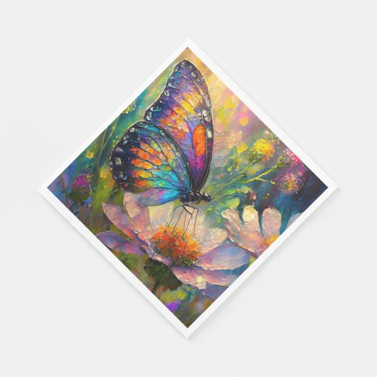 Farbenfrohe Schmetterlinge und Wildblumen bei Sonn Serviette (Ecke)