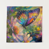 Farbenfrohe Schmetterlinge und Wildblumen bei Sonn Wandteppich (Vorderseite (Horizontal))