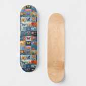 Farbenfrohe Schmetterlinge und Wildblumen Patchwor Skateboard (Vorderseite)