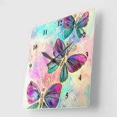 Farbenfrohe Schmetterlinge Wall Uhr (Winkel)