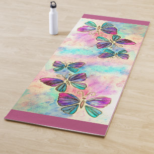 Farbenfrohe Schmetterlinge Yoga Mat - Malerei Yogamatte