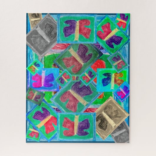Farbenfrohe Schmetterlingsaufgabe | Puzzle (Vertikal)