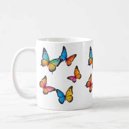 Farbenfrohe Schmetterlingsdarstellung Kaffeetasse (Links)