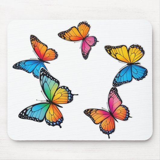 Farbenfrohe Schmetterlingsdarstellung Mousepad (Vorne)