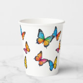Farbenfrohe Schmetterlingsdarstellung Pappbecher (Rückseite)