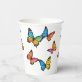 Farbenfrohe Schmetterlingsdarstellung Pappbecher (Links)