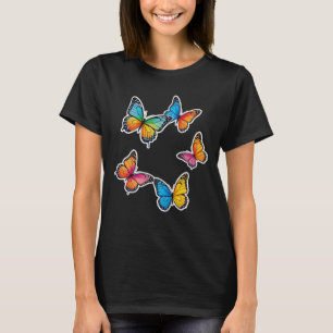 Farbenfrohe Schmetterlingsdarstellung T-Shirt