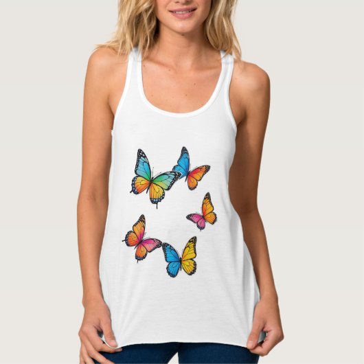 Farbenfrohe Schmetterlingsdarstellung Tank Top (Vorderseite)