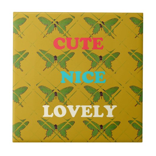 Farbenfrohe Schmetterlingsdekoration: Niedlich, sc Fliese (Vorderseite)