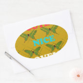 Farbenfrohe Schmetterlingsdekoration: Niedlich, sc Ovaler Aufkleber (Umschlag)