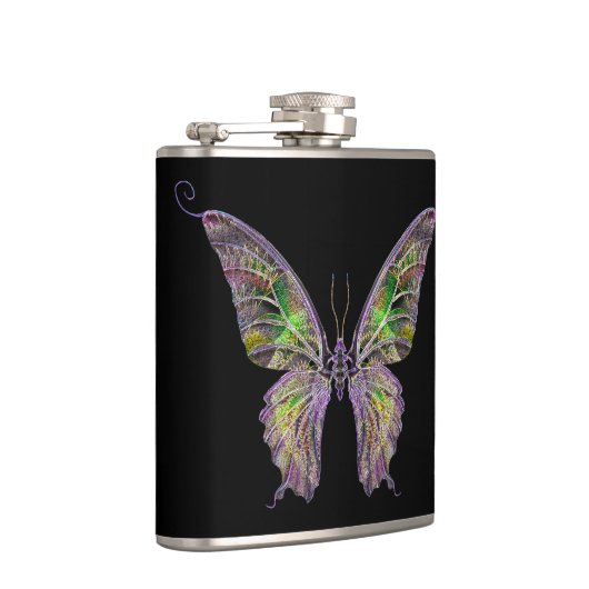 Farbenfrohe Schmetterlingsflasche Flachmann (Rechts)