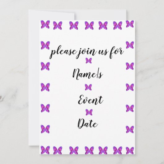 Farbenfrohe Schmetterlingsfliege Party JEDE VERANS Einladung (Vorderseite)