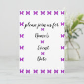 Farbenfrohe Schmetterlingsfliege Party JEDE VERANS Einladung (Stehend Vorderseite)