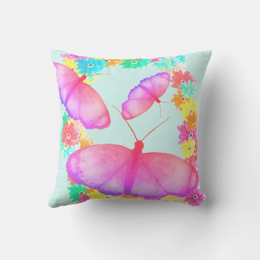 Farbenfrohe Schmetterlingsflora-Traum Kissen (Rückseite)