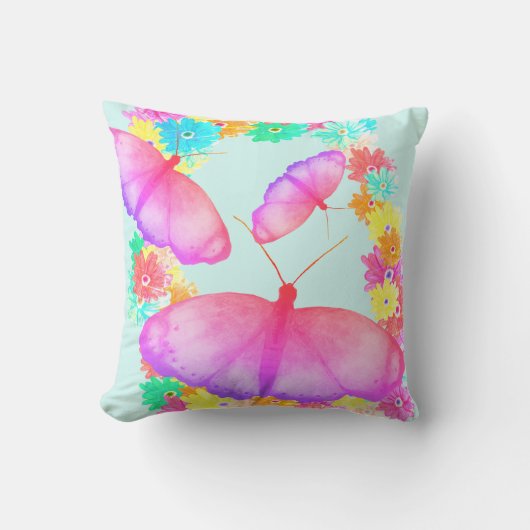 Farbenfrohe Schmetterlingsflora-Traum Kissen (Vorderseite)