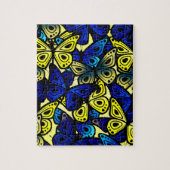 Farbenfrohe Schmetterlingsflüge Gelbes blaues Must Puzzle (Vertikal)