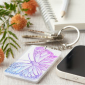Farbenfrohe Schmetterlingskunst Schlüsselanhänger (Vorderseite rechts)