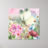 Farbenfrohe Schmetterlingsküsse unter Wildblumen Leinwanddruck (Vorderseite)