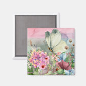 Farbenfrohe Schmetterlingsküsse unter Wildblumen Magnet (Vorderseite/Rückseite)