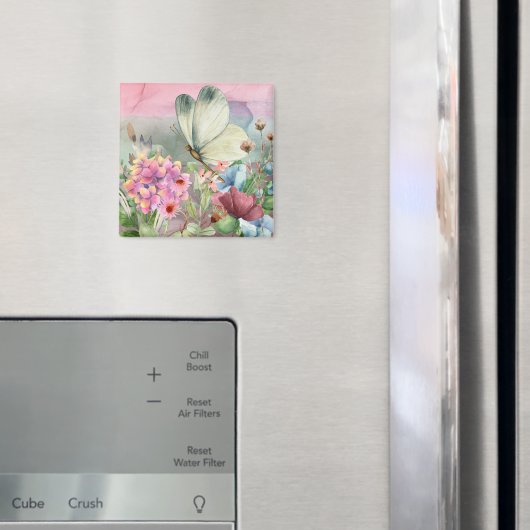 Farbenfrohe Schmetterlingsküsse unter Wildblumen Magnet (In Situ (Kühlschrank))