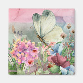 Farbenfrohe Schmetterlingsküsse unter Wildblumen Magnet (Vorne)