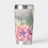 Farbenfrohe Schmetterlingsküsse unter Wildblumen Thermobecher (Vorderseite)