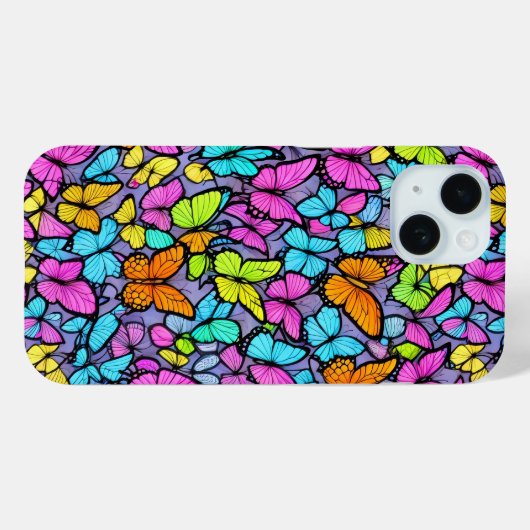 Farbenfrohe Schmetterlingsmuster - Fall Case-Mate iPhone Hülle (Rückseite (Horizontal))