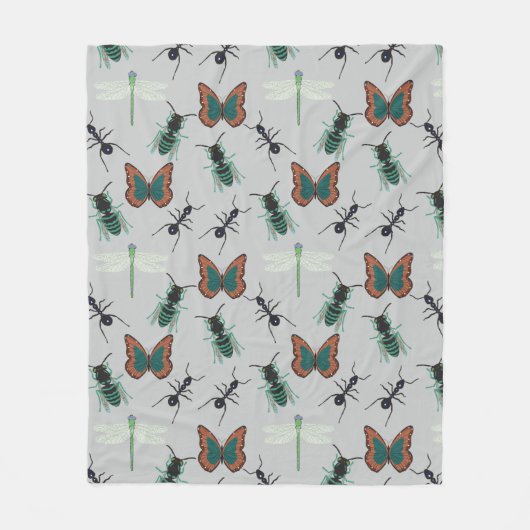 Farbenfrohe Schmetterlingsmuster Fleecedecke (Vorderseite)