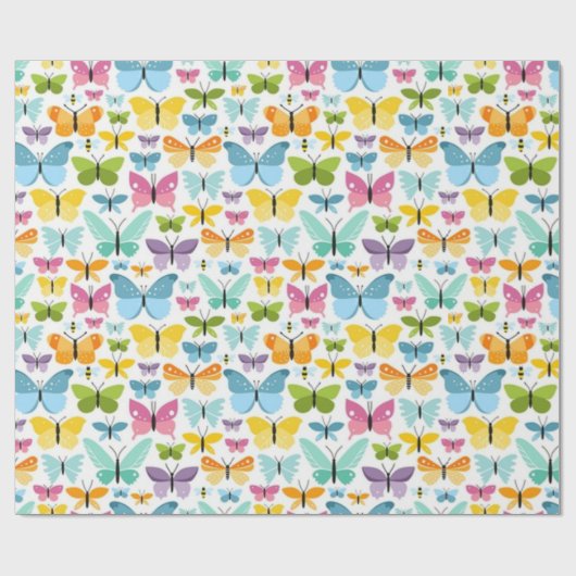 Farbenfrohe Schmetterlingsmuster Geschenkpapier (Flach)