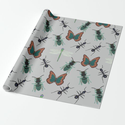 Farbenfrohe Schmetterlingsmuster Geschenkpapier (Ungerollt)