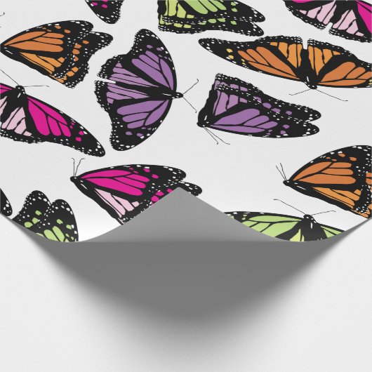 Farbenfrohe Schmetterlingsmuster Geschenkpapier (Ecke)