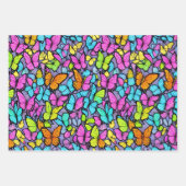 Farbenfrohe Schmetterlingsmuster Geschenkpapier Set (Vorderseite)