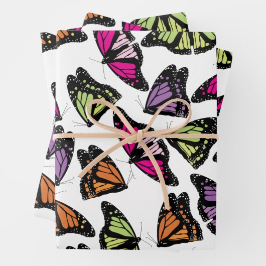 Farbenfrohe Schmetterlingsmuster Geschenkpapier Set (Beispiel)