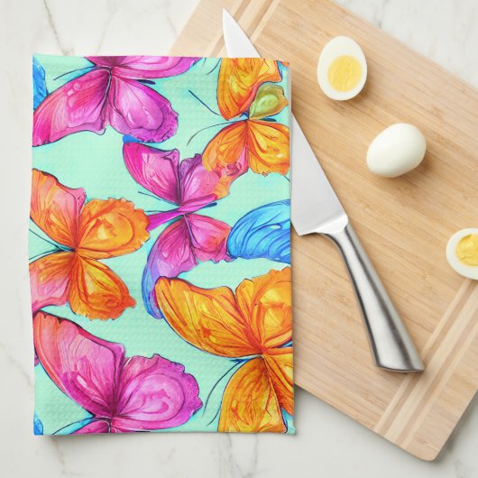 Farbenfrohe Schmetterlingsmuster Geschirrtuch (Viertel Falte)