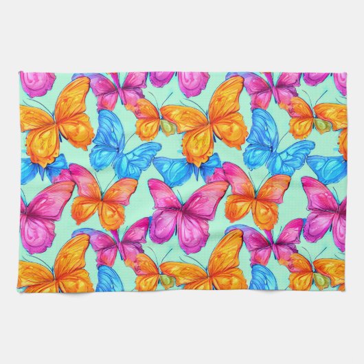 Farbenfrohe Schmetterlingsmuster Geschirrtuch (Horizontal)