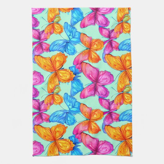 Farbenfrohe Schmetterlingsmuster Geschirrtuch (Vertikal)