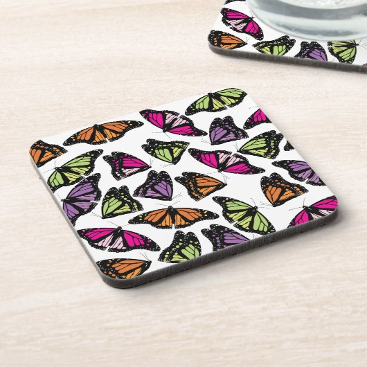 Farbenfrohe Schmetterlingsmuster Getränkeuntersetzer (Linke Seite)
