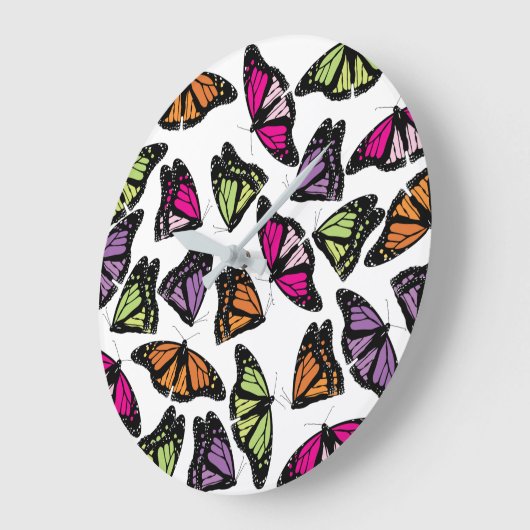 Farbenfrohe Schmetterlingsmuster Große Wanduhr (Winkel)