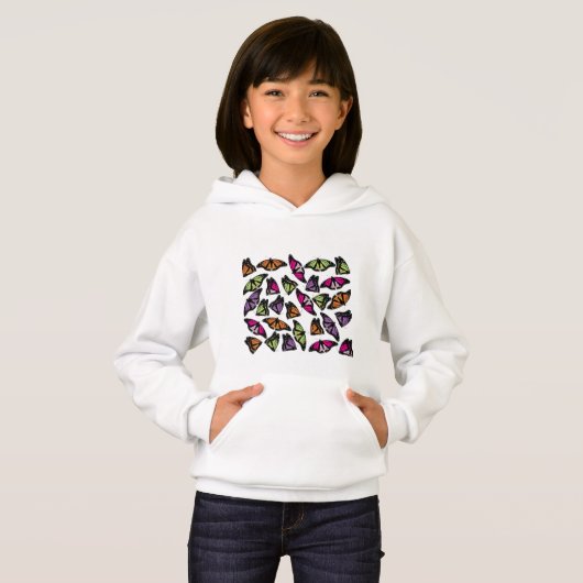 Farbenfrohe Schmetterlingsmuster Hoodie (Vorne ganz)
