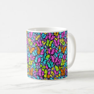 Farbenfrohe Schmetterlingsmuster Kaffeetasse