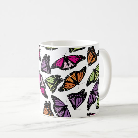 Farbenfrohe Schmetterlingsmuster Kaffeetasse (VorderseiteRechts)