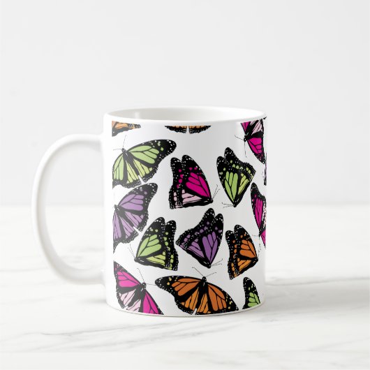 Farbenfrohe Schmetterlingsmuster Kaffeetasse (Links)