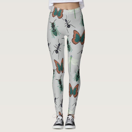 Farbenfrohe Schmetterlingsmuster Leggings (Vorderseite)