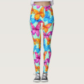 Farbenfrohe Schmetterlingsmuster Leggings (Vorderseite)