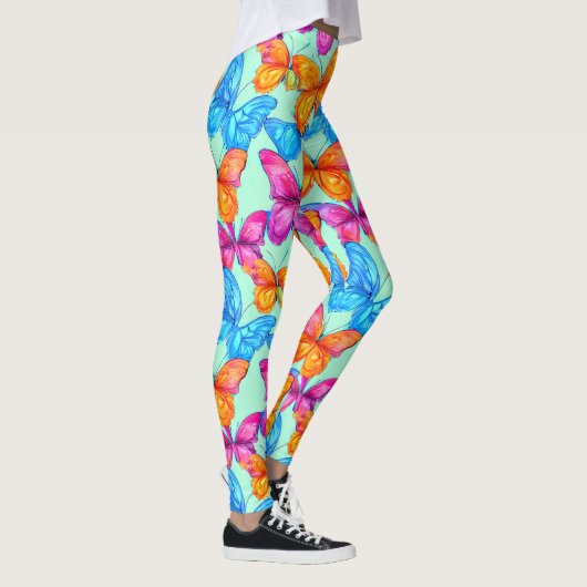 Farbenfrohe Schmetterlingsmuster Leggings (Rechts)
