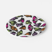 Farbenfrohe Schmetterlingsmuster Pappteller (Schrägansicht)