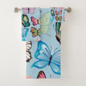 Farbenfrohe Schmetterlingsmuster Pastellblau Badhandtuch Set (Insitu)