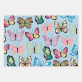 Farbenfrohe Schmetterlingsmuster Pastellblau Geschenkpapier Set (Vorderseite 2)